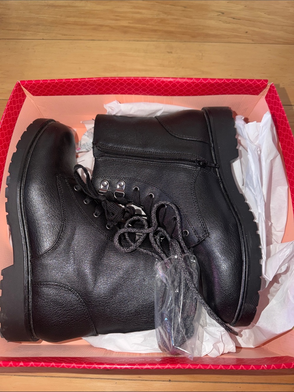 Kelly & Katie Black Combat Moto Boots